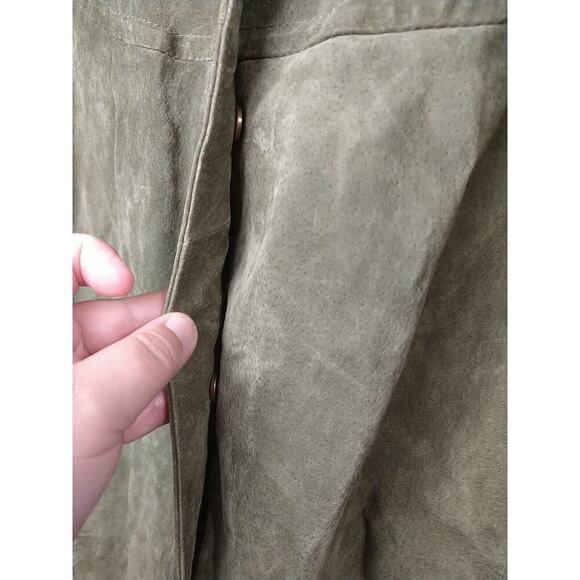 A.M.I. Woman 2X Jacket/ Sweater Green Snap 100 Leather Front Pocket Lined - Picture 6 of 12